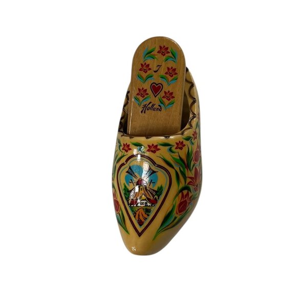 VTG Holland Wall Mountable Hand-Painted Wooden Clog & Shoe Brush 6.5" Length - Picture 5 of 16